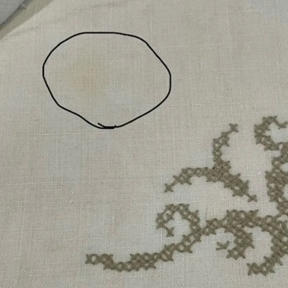 Vintage handmade linen dining napkins (12) with cross stitch